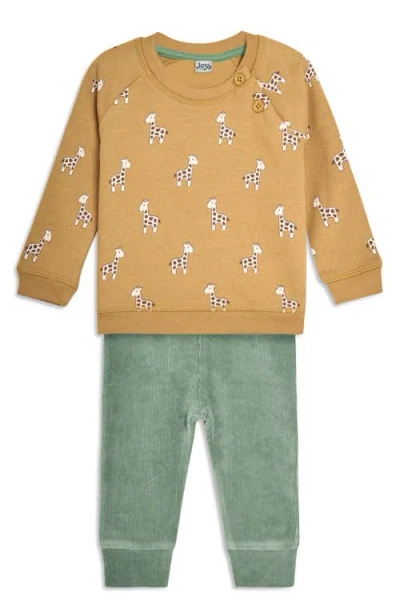 Jojo Maman Bébé Babies' Jojo Maman Bebe Giraffe Sweatshirt & Joggers Set In Mustard