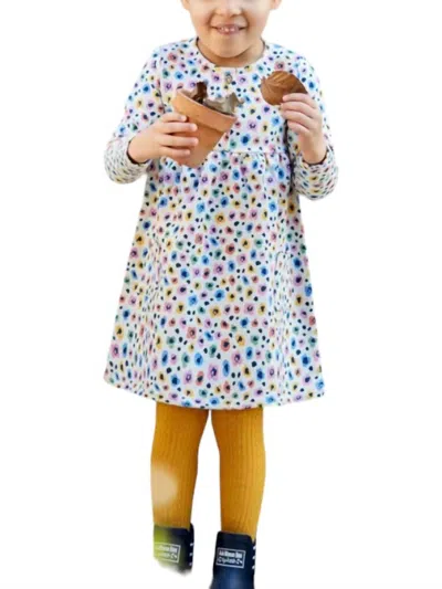 Jojo Maman Bébé Kids' Girl's Long Sleeve Sweat Dress In Animal Print In Multi