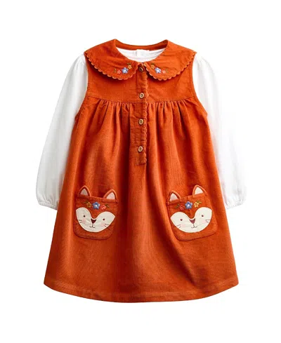Jojo Maman Bébé Jojo Maman Bebe Girls' 2pc Fox Pocket Dress And Top Set - Baby, Little Kid In Orange