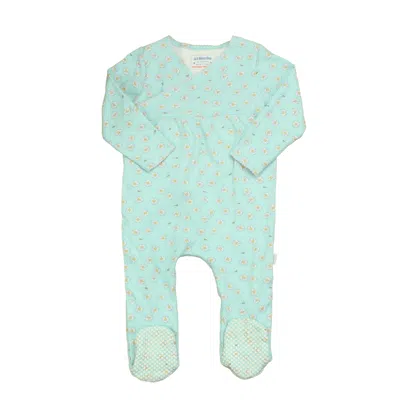Pre-owned Jojo Maman Bébé Kids' Girls Blue White Daisies 1-piece Footed Pajamas In Multi