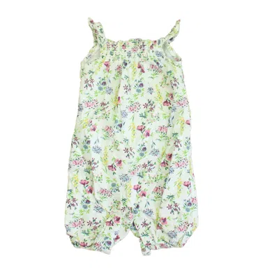 Jojo Maman Bébé Kids' Jojo Maman Bebe Girls Ivory Floral Romper In Green