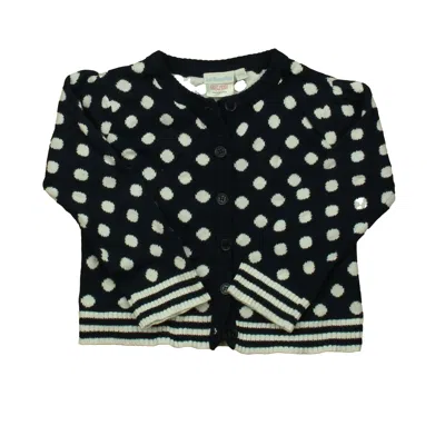 Pre-owned Jojo Maman Bébé Kids' Girls Navy Polka Dots Cardigan In Blue