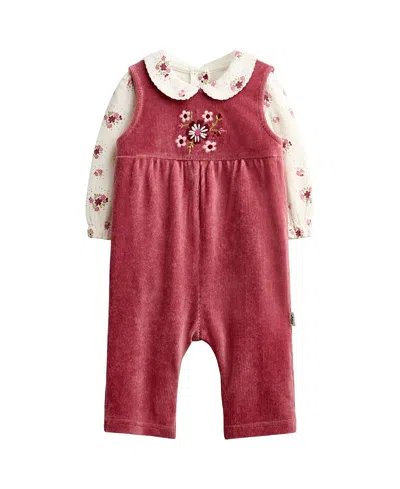 Jojo Maman Bébé Jojo Maman Bebe Girls' Squirrel Dungaree Set - Baby In Pink