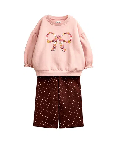 Jojo Maman Bébé Jojo Maman Bebe Girls' Sweatshirt & Trouser Outfit Set - Baby, Little Kid In Pink