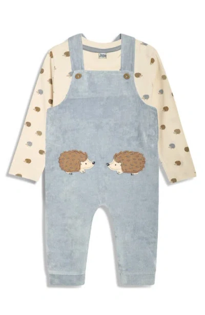 Jojo Maman Bébé Babies' Jojo Maman Bebe Hedgehog Appliqué Long Sleeve T-shirt & Overalls Set In Blue