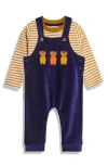 Jojo Maman Bébé Jojo Maman Bebe Highland Cow Appliqué Long Sleeve T-shirt & Overalls Set In Navy