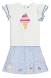 Jojo Maman Bébé Jojo Maman Bebe Ice Cream Appliqué Frill Cotton Top & Skirt Set