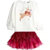 Jojo Maman Bébé Jojo Maman Bebe Kids' Reindeer Graphic T-shirt & Tulle Skirt In Multi