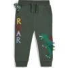 Jojo Maman Bébé Jojo Maman Bebe Kids' Roar Dinosaur Appliqué Cotton Joggers In Brown