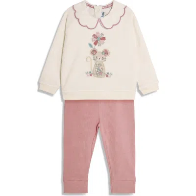 Jojo Maman Bébé Babies' Jojo Maman Bebe Mouse Appliqué Top & Leggings Set In Cream