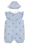 Jojo Maman Bébé Jojo Maman Bebe Nautical Embroidered Romper & Sun Hat Set