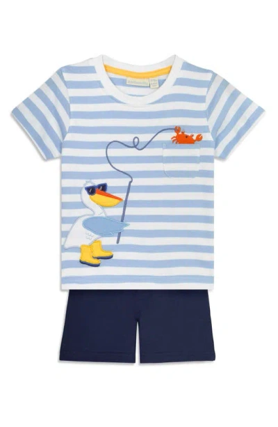 Jojo Maman Bébé Babies' Pelican Appliqué Cotton Graphic T-shirt & Shorts Set In Blue
