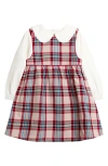 Jojo Maman Bébé Jojo Maman Bebe Plaid Cotton Pinafore Dress & Shirt Set In Multi