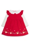 Jojo Maman Bébé Jojo Maman Bebe Robin Embroidered Corduroy Dress & Bodysuit Set In Red