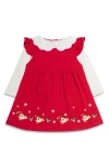 Jojo Maman Bébé Jojo Maman Bebe Robin Embroidered Corduroy Dress & Bodysuit Set In Red