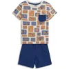 Jojo Maman Bébé Jojo Maman Bebe Safari Print Cotton T-shirt & Shorts Set In Ecru
