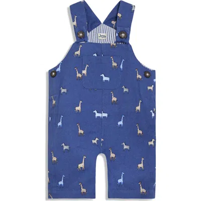 Jojo Maman Bébé Babies' Jojo Maman Bebe Safari Print Cotton Twill Overalls In Denim