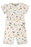 Jojo Maman Bébé Jojo Maman Bebe Safari Print Ribbed Bodysuit & Shorts Set In Ecru
