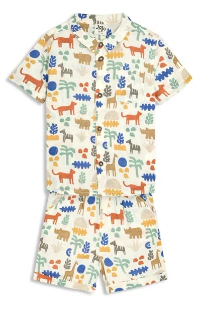 Jojo Maman Bébé Babies' Jojo Maman Bebe Safari Print Shirt & Shorts Set In Ecru