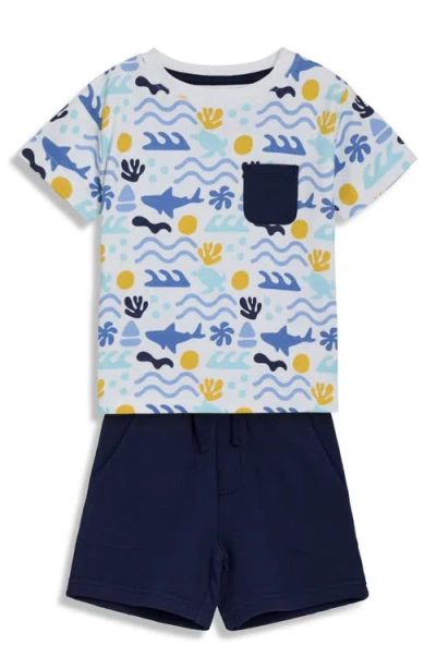 Jojo Maman Bébé Babies' Jojo Maman Bebe Sea Ocean T-shirt & Shorts Set In Blue
