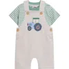 Jojo Maman Bébé Jojo Maman Bebe Shirt & Tractor Appliqué Overalls Set In Natural