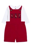 Jojo Maman Bébé Jojo Maman Bebe Smocked Overalls & Bodysuit In Burgundy
