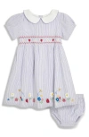 Jojo Maman Bébé Jojo Maman Bebe Strawberry Embroidered Smocked Dress With Bloomers In Lilac
