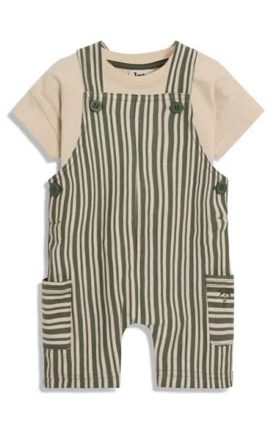 Jojo Maman Bébé Babies' Jojo Maman Bebe Stripe Cotton Shirt & Overalls Set In Brown