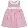 Jojo Maman Bébé Jojo Maman Bebe Stripe Ladybug Embroidered Cotton Dress In Pink