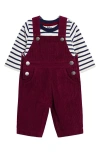 Jojo Maman Bébé Jojo Maman Bebe Stripe Long Sleeve Cotton T-shirt & Corduroy Overalls Set In Multi