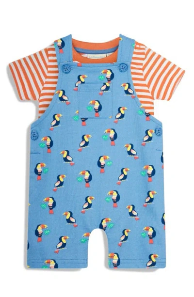 Jojo Maman Bébé Babies' Stripe T-shirt & Toucan Overalls Set In Cobalt