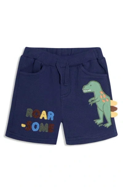 Jojo Maman Bébé Babies' Jojo Maman Bebe T-rex Appliqué Textured Knit Shorts In Blue