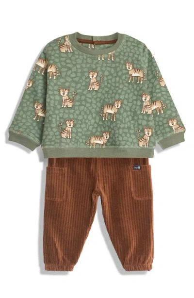Jojo Maman Bébé Babies' Jojo Maman Bebe Tiger Sweatshirt & Cargo Leggings Set In Khaki