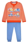 Jojo Maman Bébé Jojo Maman Bebe Transport Appliqué Sweatshirt & Leggings Set In Rust