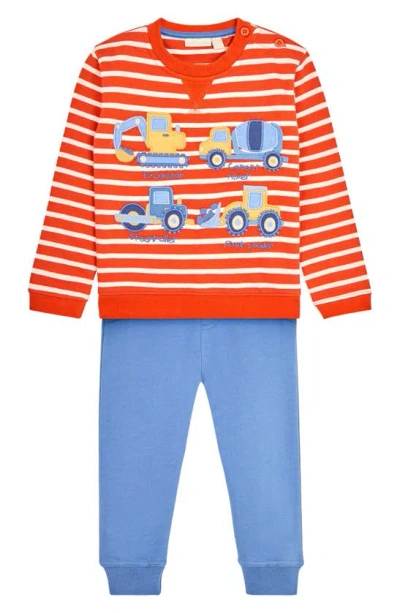 Jojo Maman Bébé Babies' Transport Appliqué Sweatshirt & Leggings Set In Rust