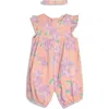 Jojo Maman Bébé Jojo Maman Bebe Tropical Floral Cotton Romper & Headband Set