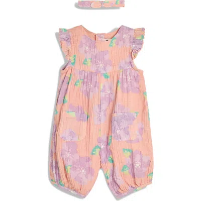 Jojo Maman Bébé Babies' Jojo Maman Bebe Tropical Floral Cotton Romper & Headband Set