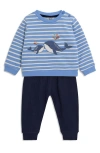 Jojo Maman Bébé Jojo Maman Bebe Whale Appliqué Sweatshirt & Crinkled Joggers Set In Blue