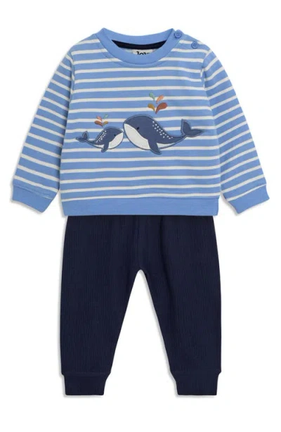 Jojo Maman Bébé Babies' Jojo Maman Bebe Whale Appliqué Sweatshirt & Crinkled Joggers Set In Blue
