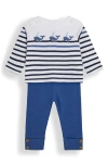 Jojo Maman Bébé Jojo Maman Bebe Whale Embroidered Cotton Knit Top & Leggings Set In White