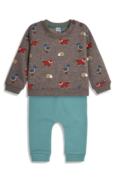 Jojo Maman Bébé Babies' Jojo Maman Bebe Woodland Friends Sweatshirt & Joggers Set In Mocha