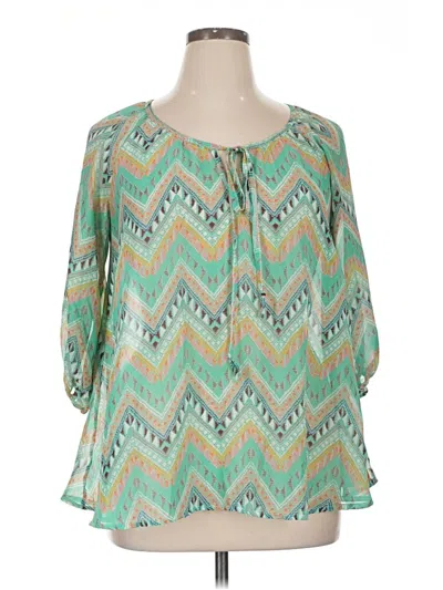 Pre-owned Jolie 3/4 Sleeve Blouse In Teal