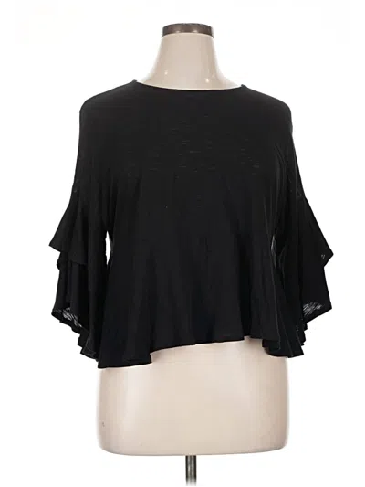 Pre-owned Jolie 3/4 Sleeve Top Black Cold Shoulder Neckline Tops