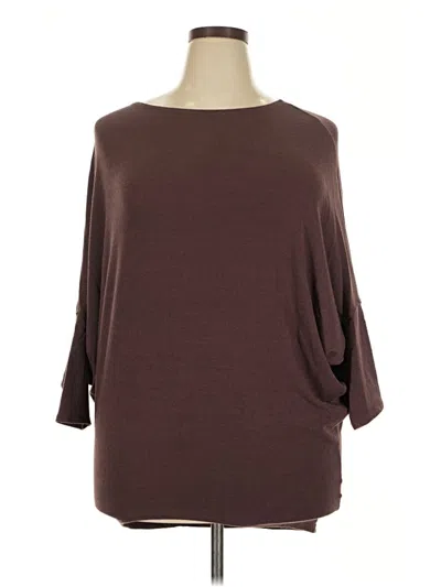 Pre-owned Jolie 3/4 Sleeve Top Brown Boatneck Tops