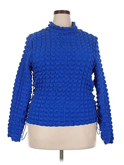 Pre-owned Jolie & Joy Long Sleeve Top Blue Turtleneck Tops