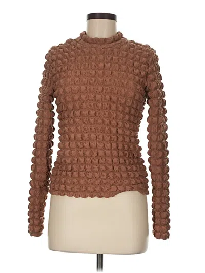 Pre-owned Jolie & Joy Long Sleeve Top Brown Turtleneck Tops