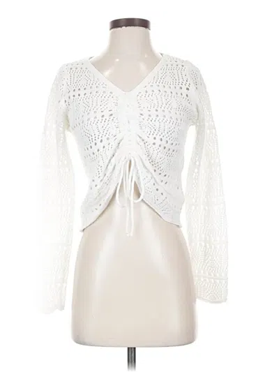 Pre-owned Jolie & Joy Long Sleeve Top Ivory Plunge Neckline Tops