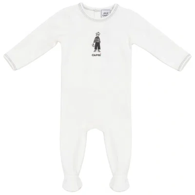 Jolie Capri Babies'  Capri Artwork Long Sleeve Footed Romper In White