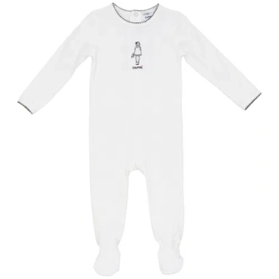 Jolie Capri Babies'  Capri Long Sleeve Footed Cotton Spandex Romper In White