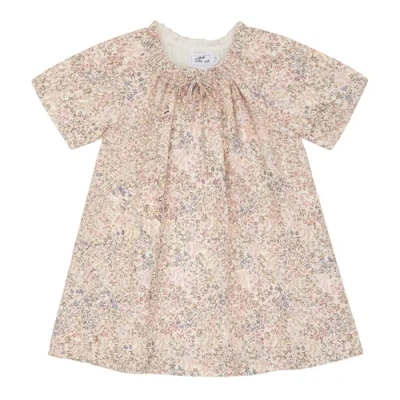 Jolie Capri Kids'  Floral Flutter Sleeve Elastic Neck Dress In Multi